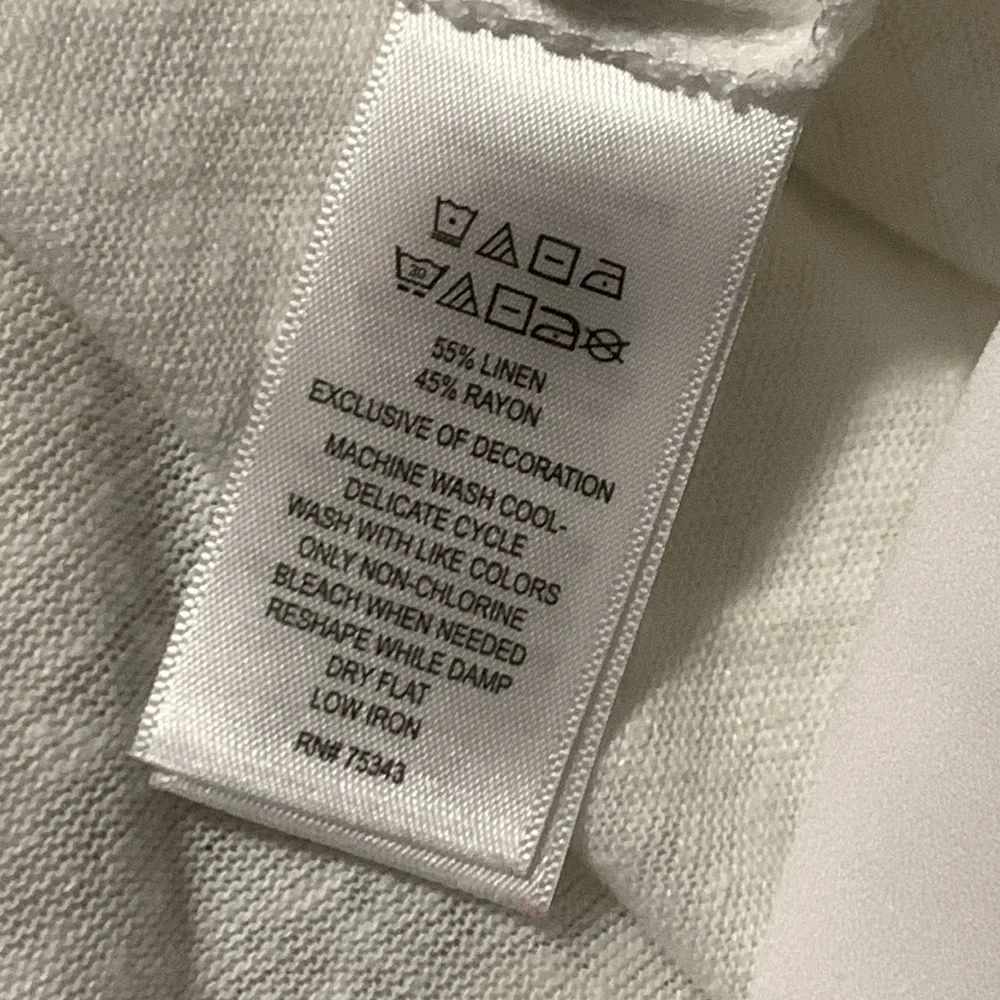 Adrienne Vittadini White Linen Blend Open Front Waterfall Cardigan Medium M - Picture 4 of 4